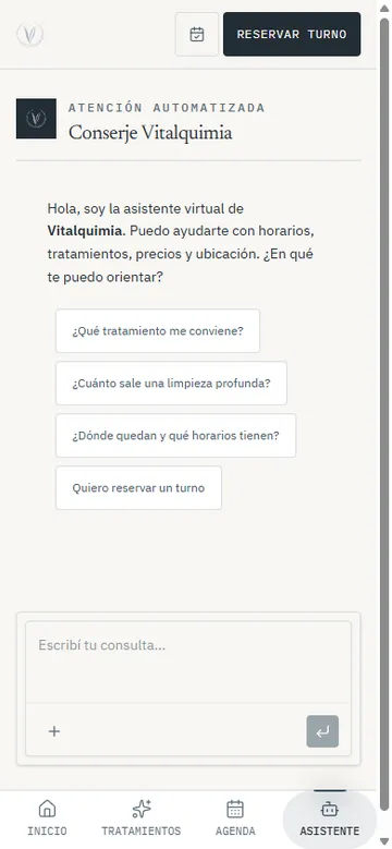Vitalquimia AI assistant on a phone